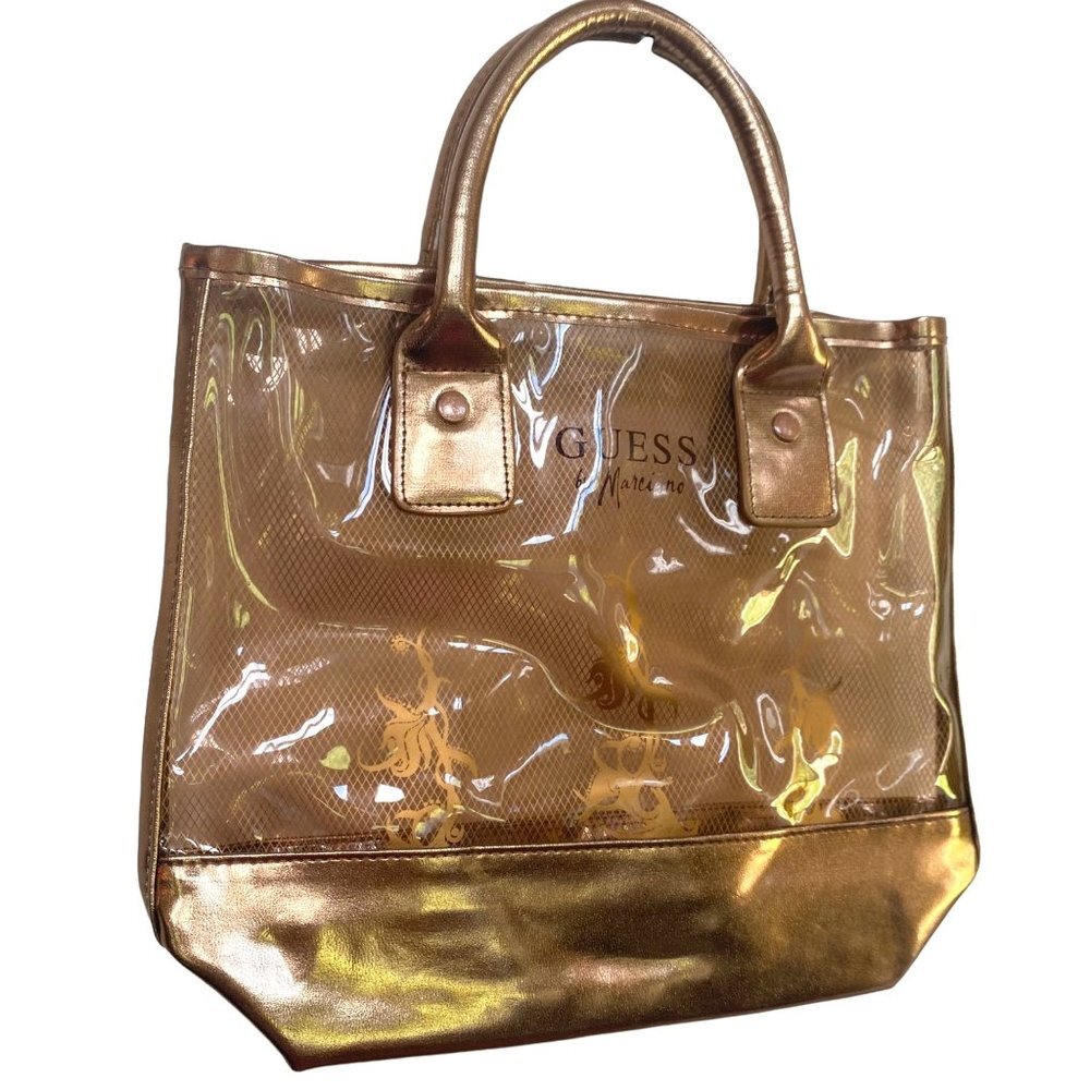 Guess By Marciano Tote Clear Mini Bronze Small Handbag Designer Purse 90s Y2k